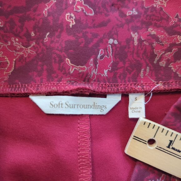 Soft Surroundings Womens Red‎ Gold Pull-on Thick Leggings Pants Sz S Floral - Picture 6 of 13